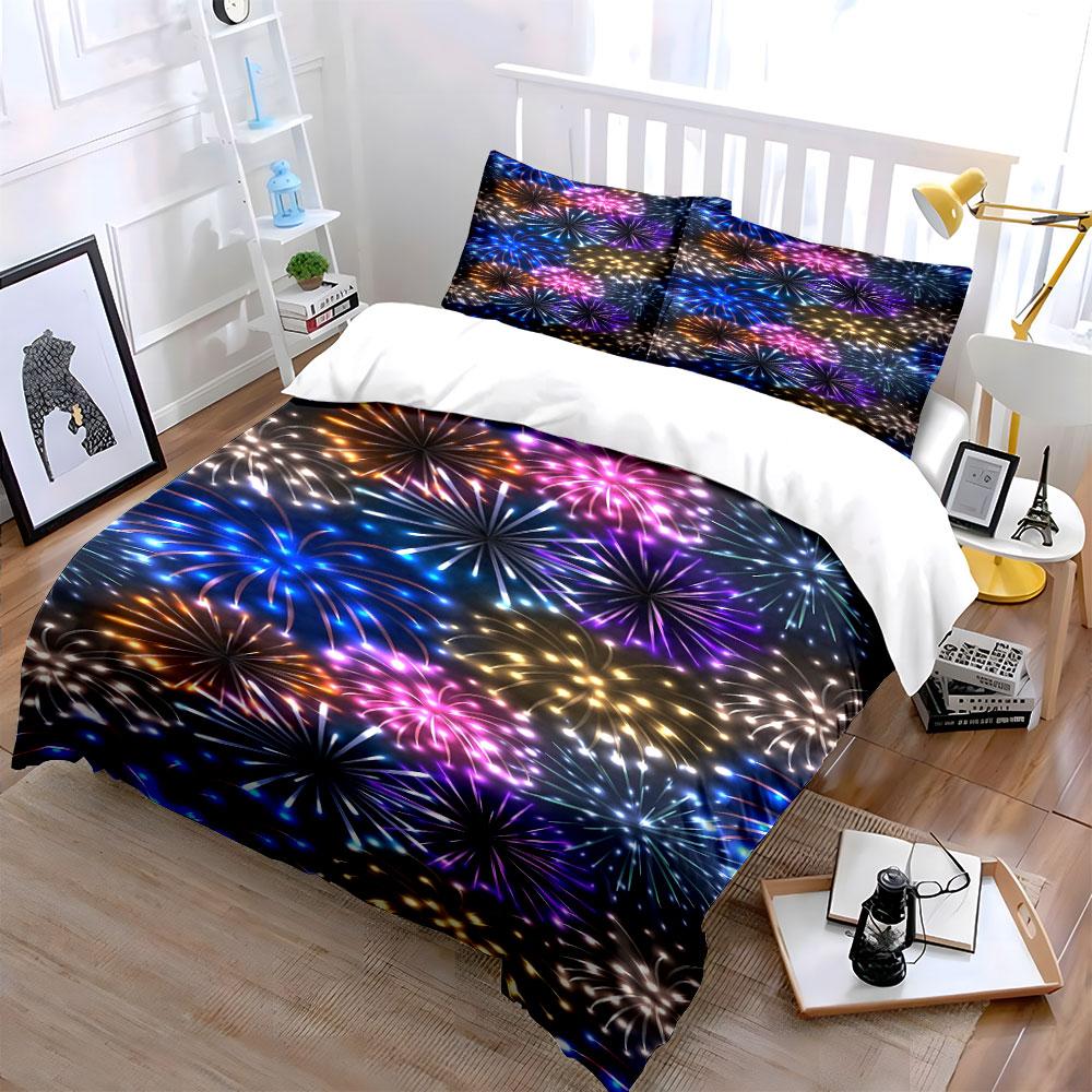 Colorful fireworks pattern. Bedding sets Duvet cover sets Duvet covers Pillowcases(1*Duvet Cover 2*Pillowcases without duvet insert)