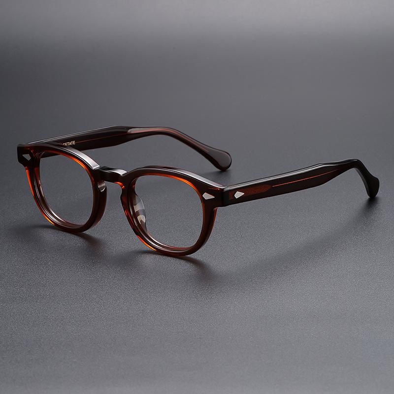 Retro MarkenDesign Luxus Runde Rahmen Brillenrahmen für Männer Frauen Ultraleicht Acetatlegierung Blaulichtfilternde Brillen