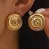 Stainless Steel Hammered Spiral Stud Earrings for Women Lady Classic Simplicity Gold Silver Color Earrings Banquet Jewelry Gifts