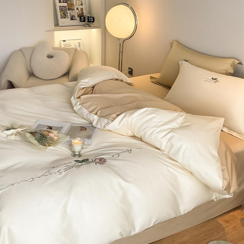 Light Luxury Long-Staple Cotton Bedding Sets Pure Cotton Embroidery Super Soft Bedclothes High Quality Comforter Set for Adults