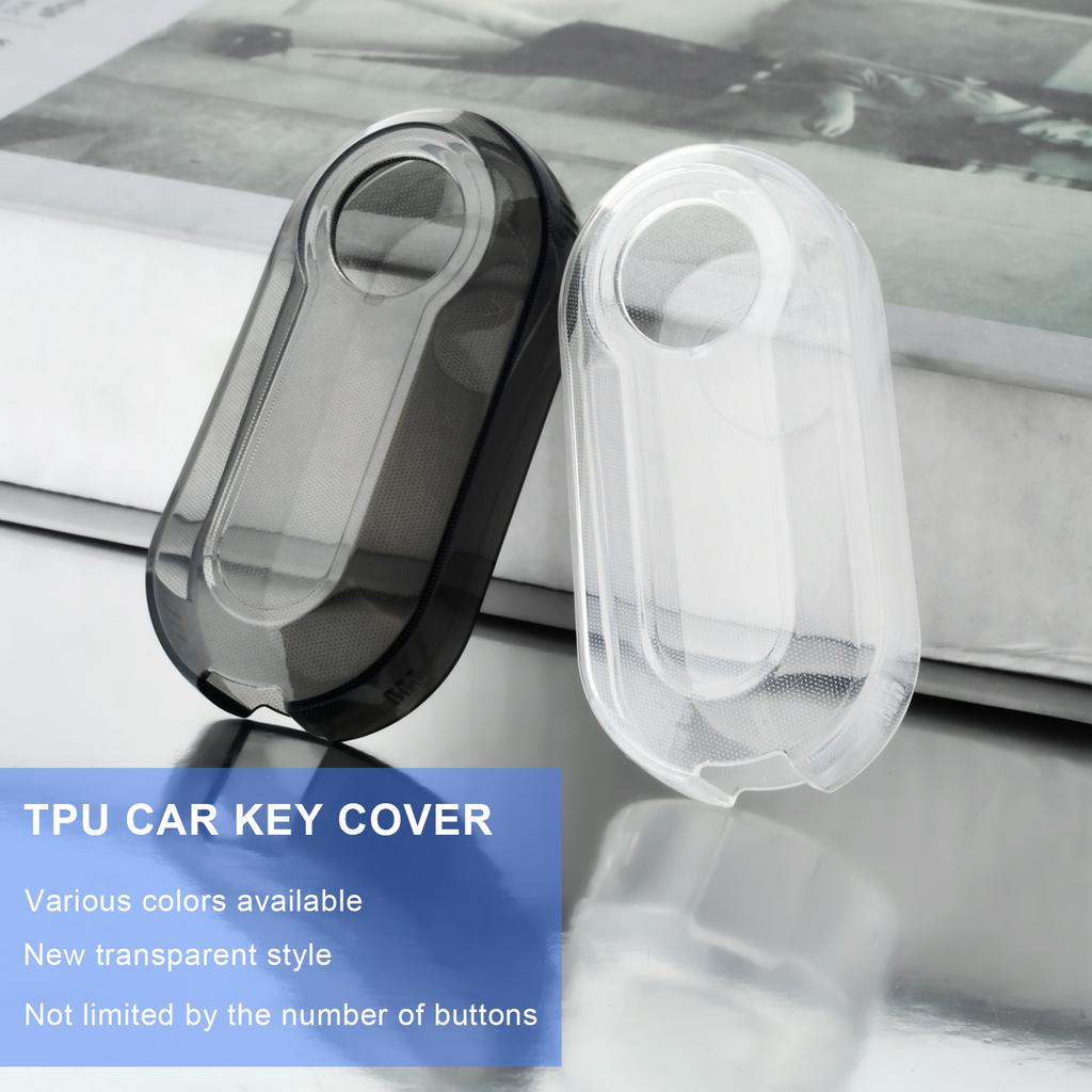 Transparent Folding Car Remote Key Shell Case Cover For Fiat 500 Panda Stilo Ducato Punto Doblo Bravo Protected Accessories