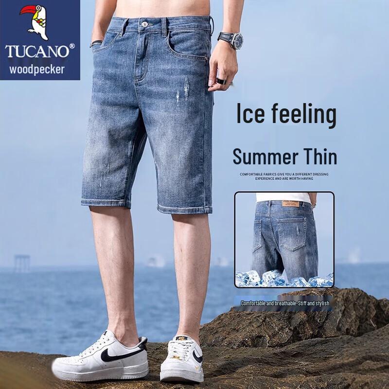 TUCANO Men s Elastic Breathable Denim Shorts 29