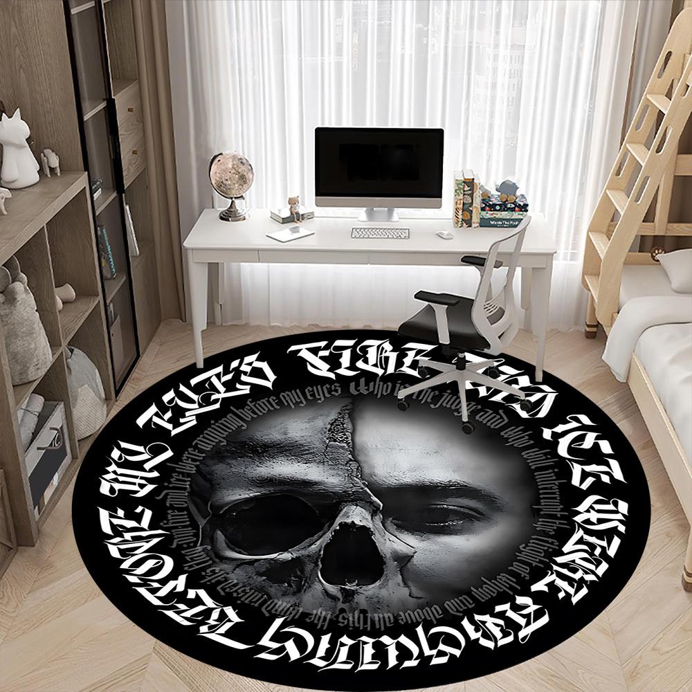 1pc Gothic Art Print Chair Carpet for Office, Round Non Slip Durable Large Size Office Carpet, Suitable for Office