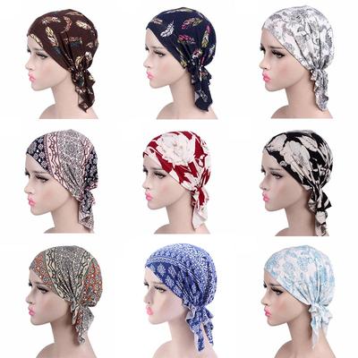 Women's Hats Headscarf Pre-Tied Floral Printed Headwear Beanies