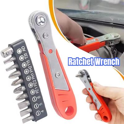 Chave de fenda catraca bidirecional multifuncional, ângulo reto, chave magnética, parafuso curto em forma de cruz, ferramenta laranja