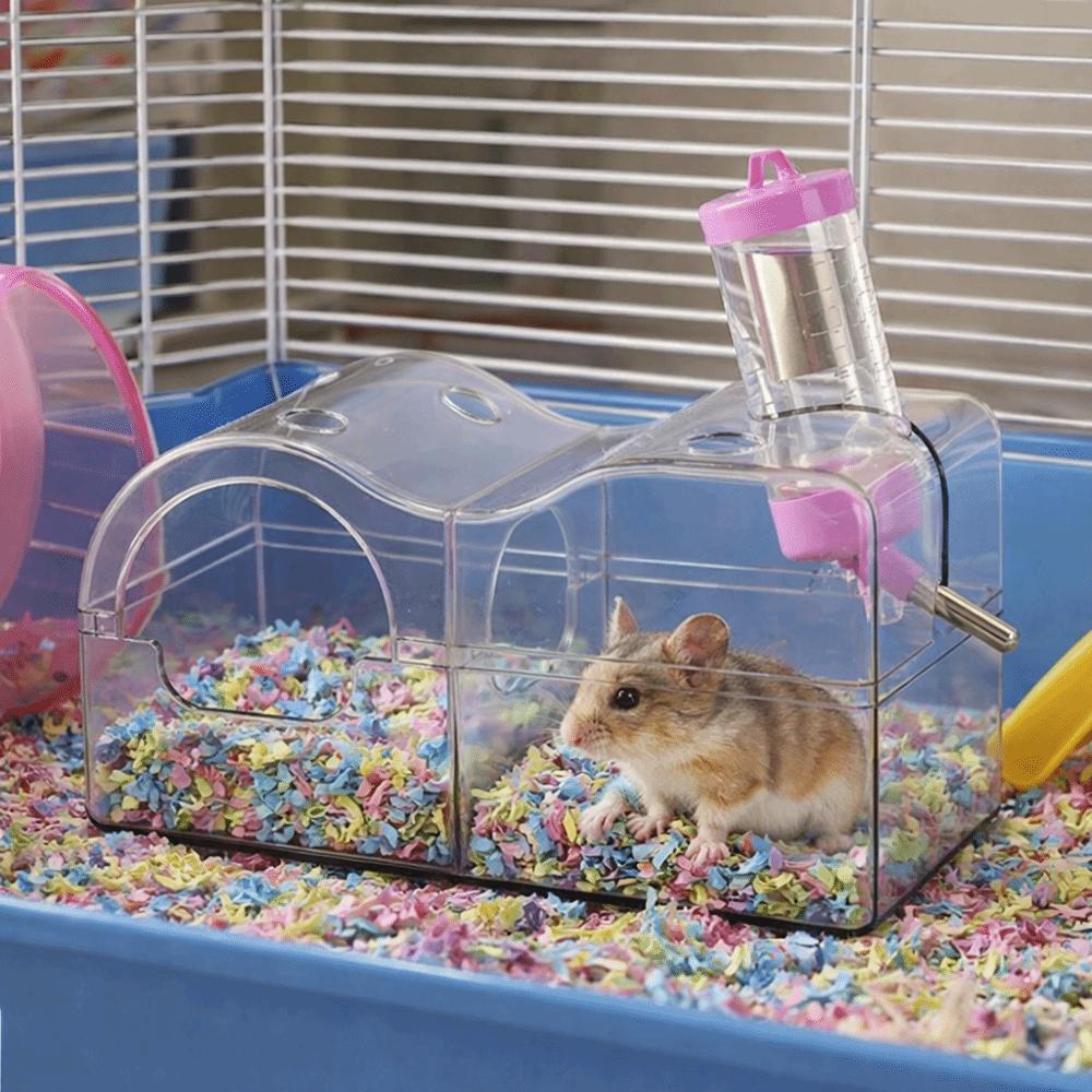 3 In 1 Hamster Hideout Acrylic Sand Bath Box Tunnel System Small Pet House Sand Bathing