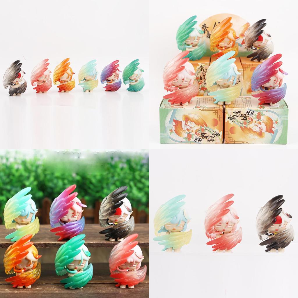 Artistic 6 Designs Mythical Bird Pvc Action Figures Parrots Blind Box Model Decorations