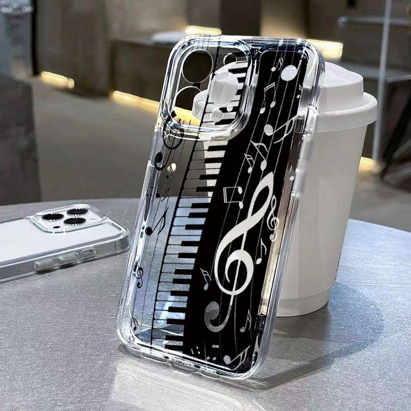 Music Note Painted Transparent Phone Case For Samsung Galaxy S26 S23 S24 S25 Ultra S22 S21 S20 Plus FE A50 5G Protective Cover