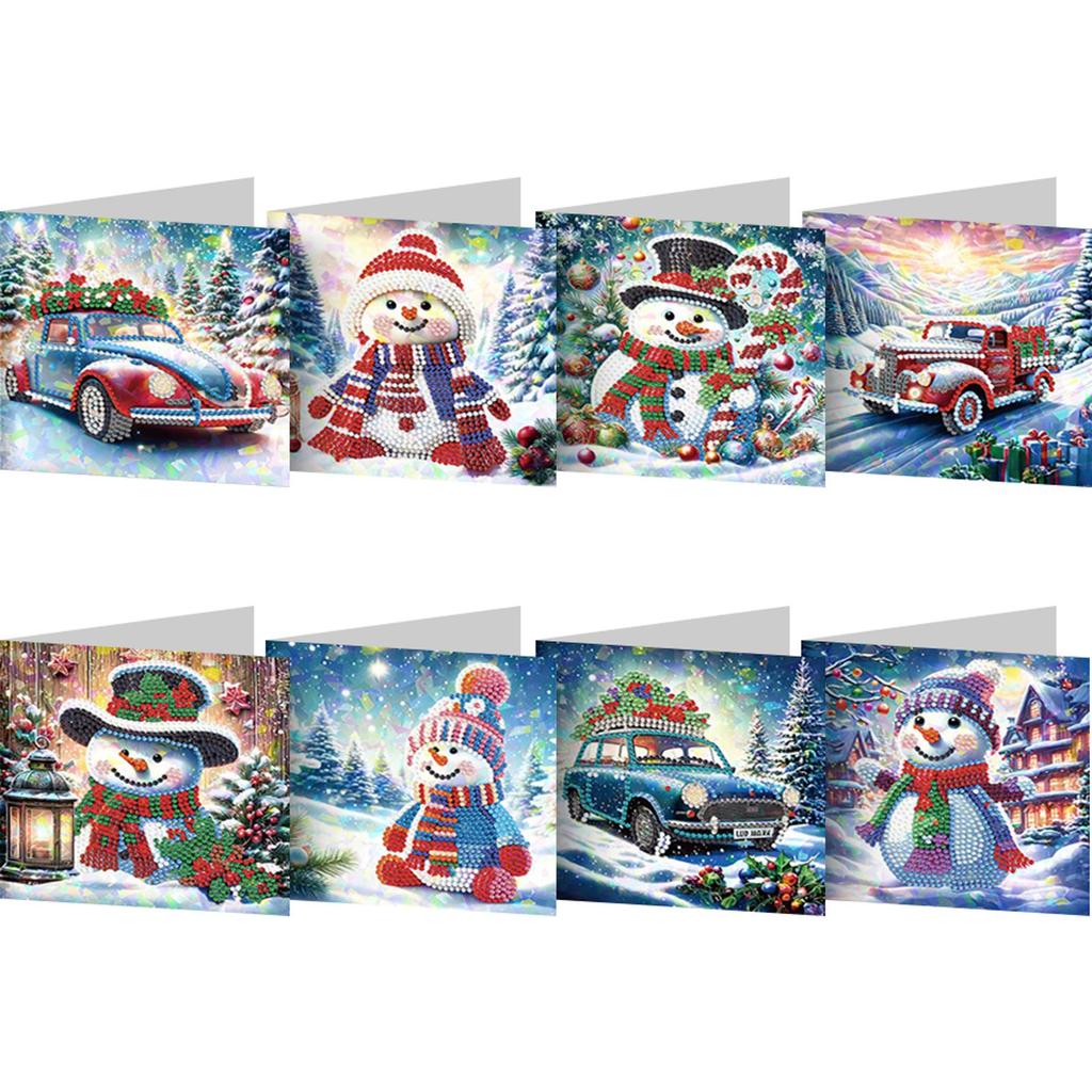8/12PCS DIY Diamond Art Greeting Cards Rhinestone Diamond Art Mosaic Postcards for Christmas Birthdays Thanksgiving and Holidays