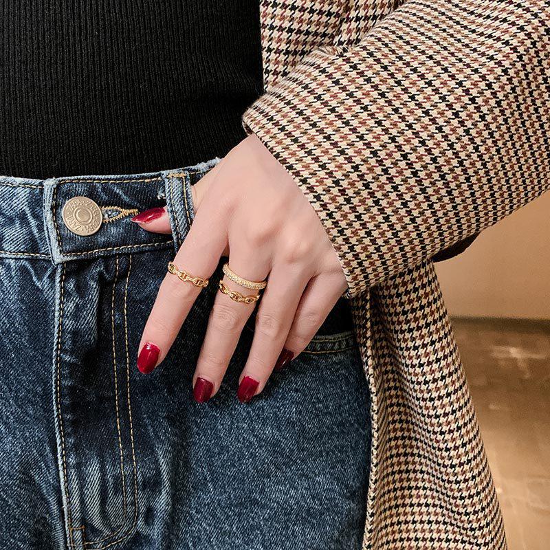 Inel Exquis Coreean cu Diamante, Trendy pentru Femei, pentru Degetul Arătător - Stil Versatil de Designer