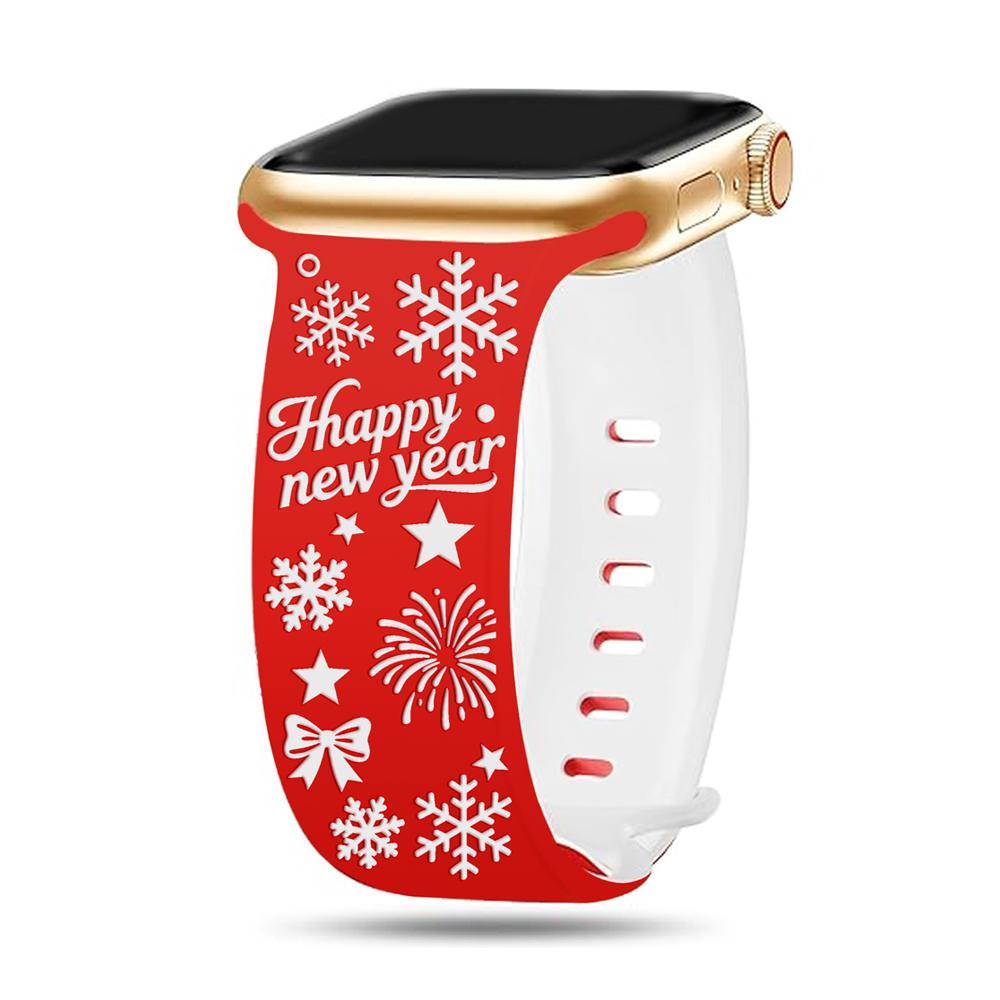 Engraved Band for Apple watch Strap 46mm 44mm 42mm 45mm 41 40 49mm Christmas bracelet correa iWatch series Ultra 3/11/10/9/8/SE