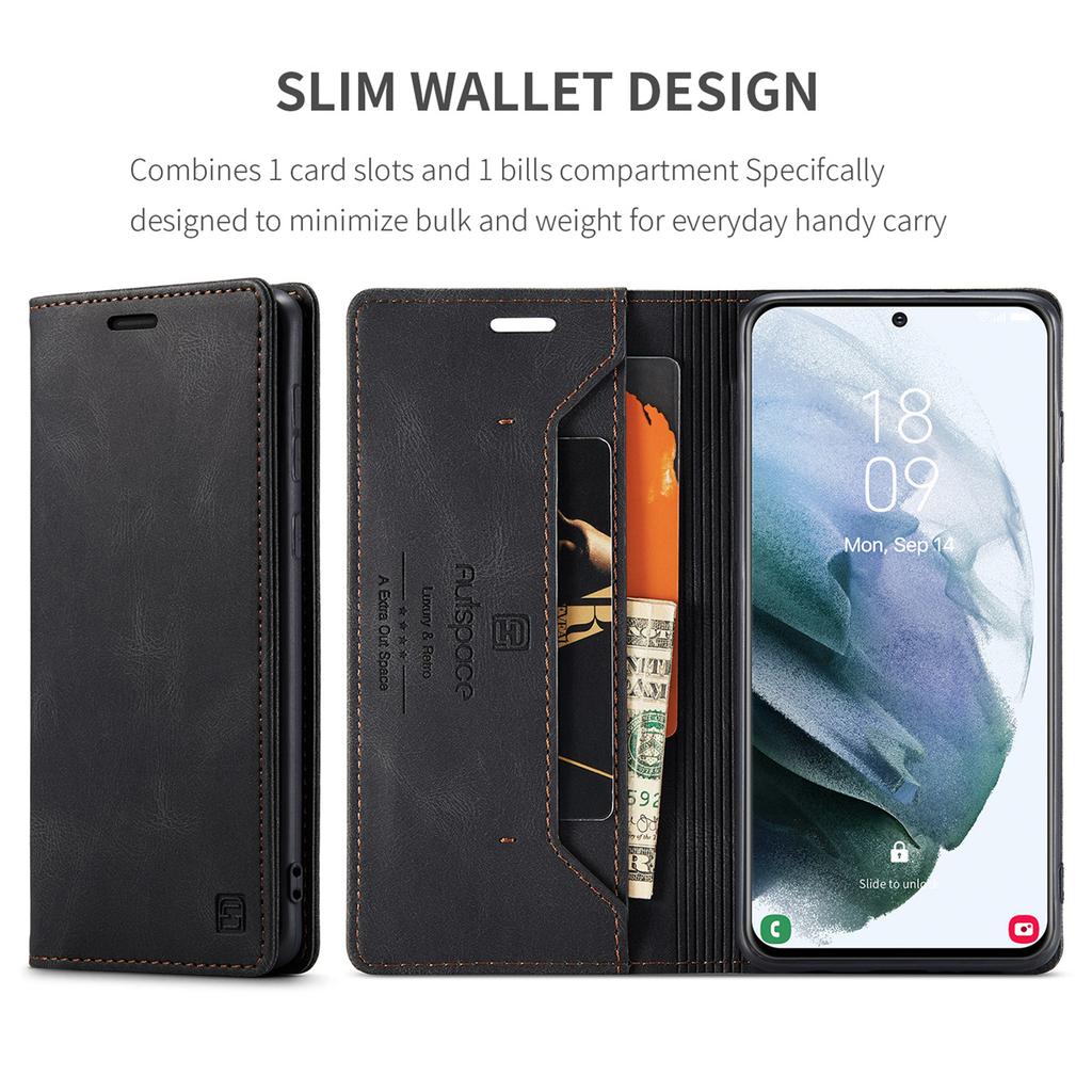 Premium Vintage Leather Wallet Case for Samsung Galaxy S21+ / S21 Plus - Flip Cover with Card Slots, Shockproof Retro Style (4 Colors)