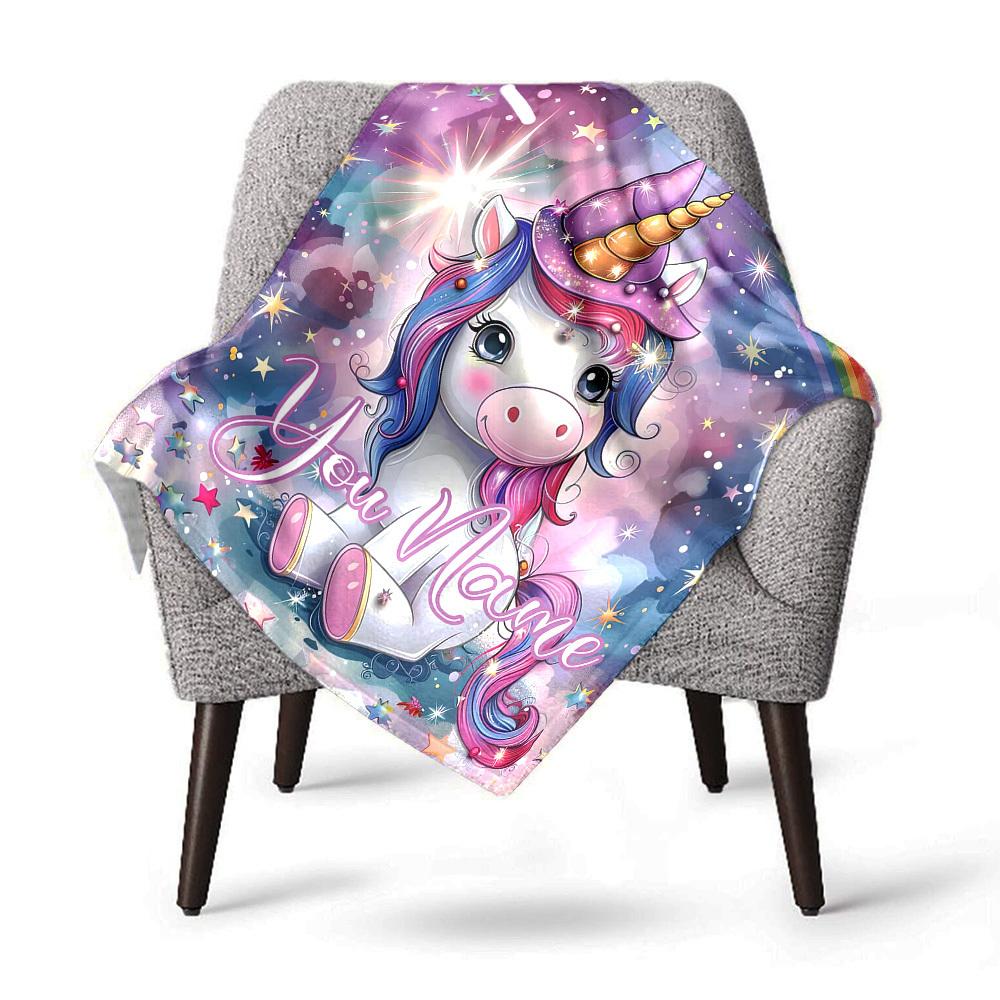 Unicorn Fantasy Name Blanket Comfortable Soft Lightweight Multipurpose Blanket For Picnics Sofas Offices Beds Living Rooms Perfect Gift For