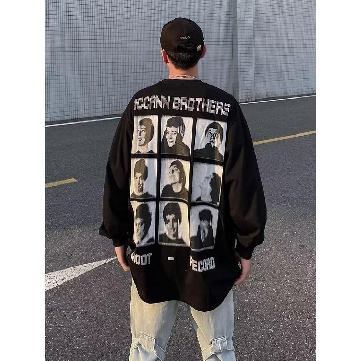 Мужская толстовка с капюшоном весной и осенью, свободная и модная универсальная куртка с буквенным принтом, мужская толстовка с длинными рукавами, повседневный топ M чёрный