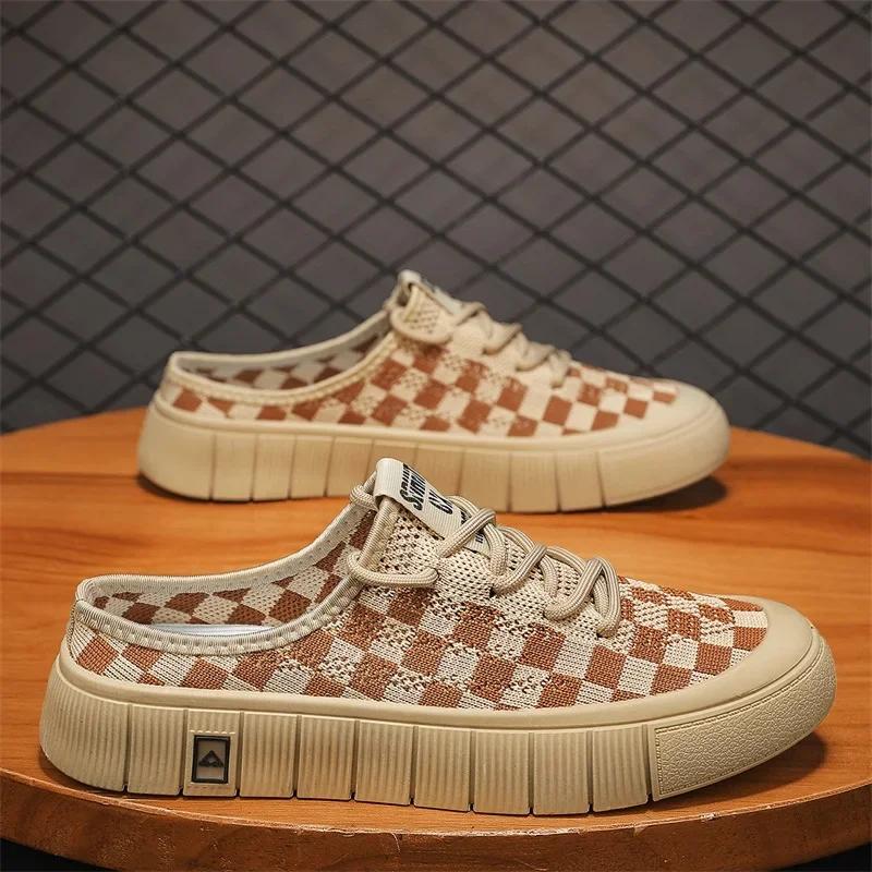 

Fashionable, breathable, lightweight woven shoes with one foot, lazy and trendy shoes for men, versatile and trendy casual shoes 39 хаки