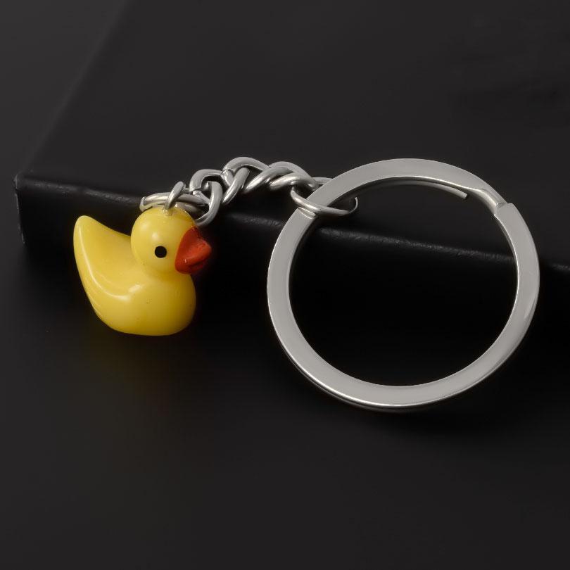

Fashion Cute Animal Yellow Duck Pendant Keychain Stainless Steel Keyrings Jewelry Key Chains For Women Men Accessories Bags Gift