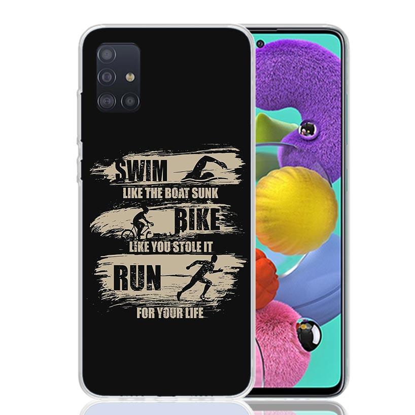 Triathlon Swim Bike Run Phone Case for Samsung Galaxy A52 A51 A50S A12 A22 A32 A72 A10S A30S A31 A71 Note 20 Ultra 10 Plus S10 G