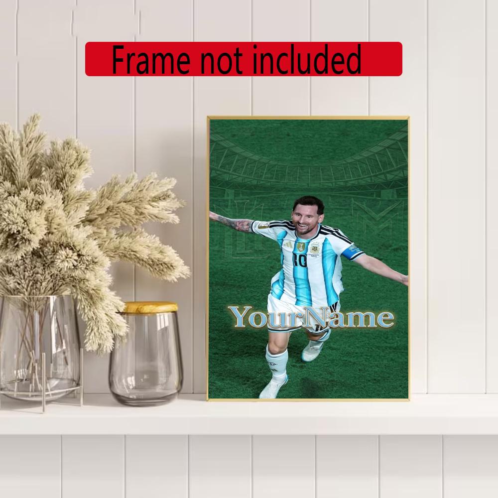 Messi Customize Your Name Diamond Painting Round Diamond Diy Frameless Holiday Artwork Suitable For Home Office Wall Decoration