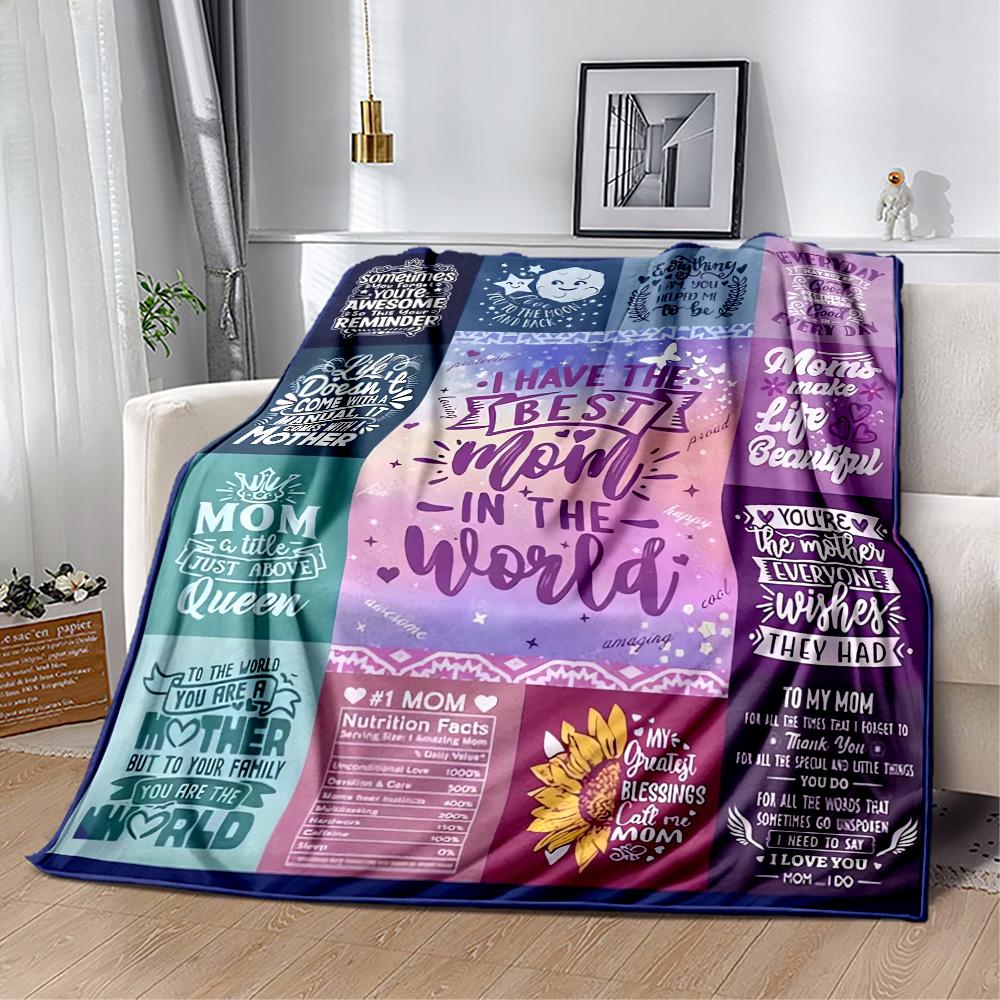 1pc Mom Quotes Blanket Comfortable Soft Lightweight Multi Purpose Blanket for Travel Camping Picnics Sofa Office Bed Living Room Gift for Friends