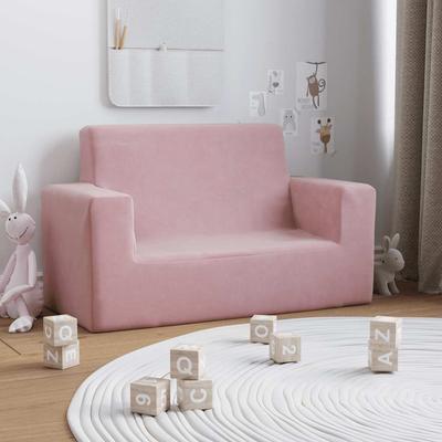 Kids  2 Seater Sofa Pink Soft Plush
