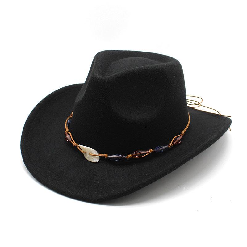 Western Cowboy Vintage Wool Jazz Hat Felt Men'S And Women'S Prairie Top Hat