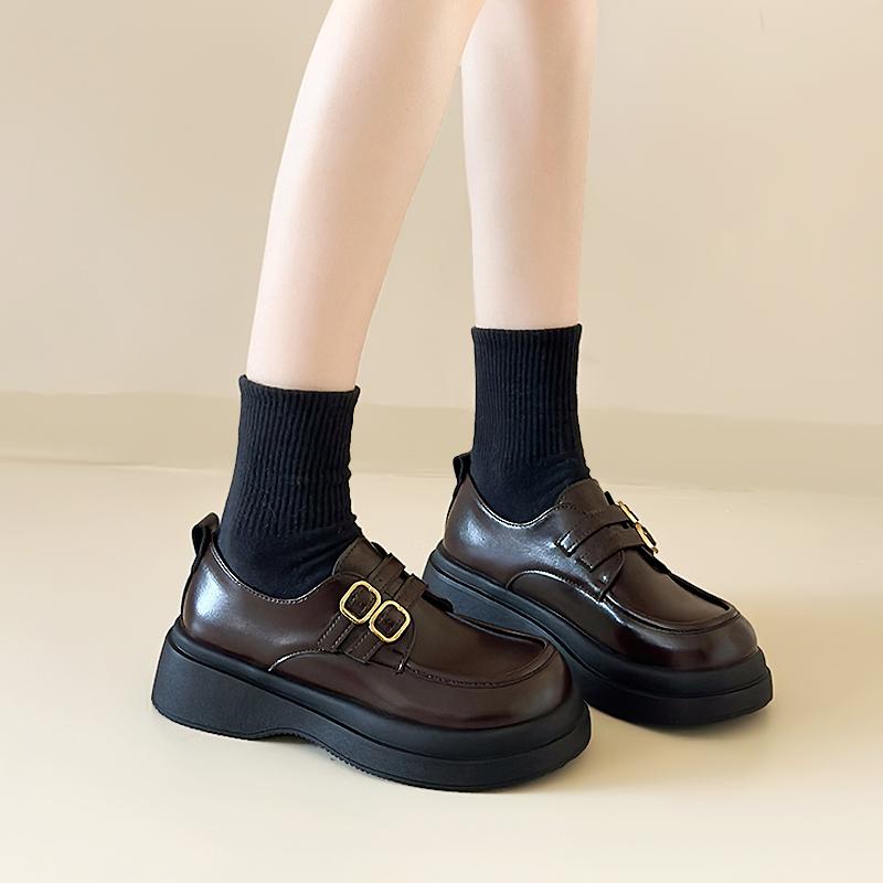 New Spring and Autumn British Style Mary Jane Shoes Platform Height Commuter Small Leather Shoes