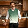Men's V-Neck Knit Vest, Wool Sleeveless Sweater Vest, Leopard Print, Casual Wear