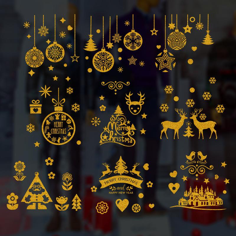 Christmas Decorations, Santa Claus Tree, Static Electricity Glass Door Stickers, Scene Arrangement, Window Flowers
