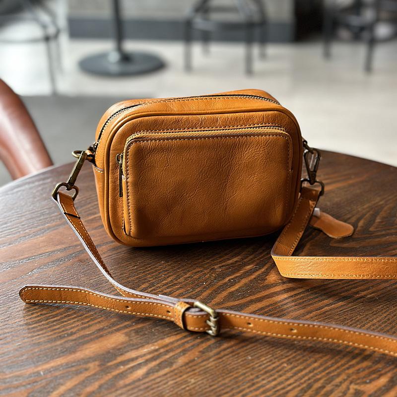 Johnature Borsa a cuscino da donna casual Borse a tracolla e a tracolla versatili in morbida pelle di vacchetta semplice in tinta unita in vera pelle