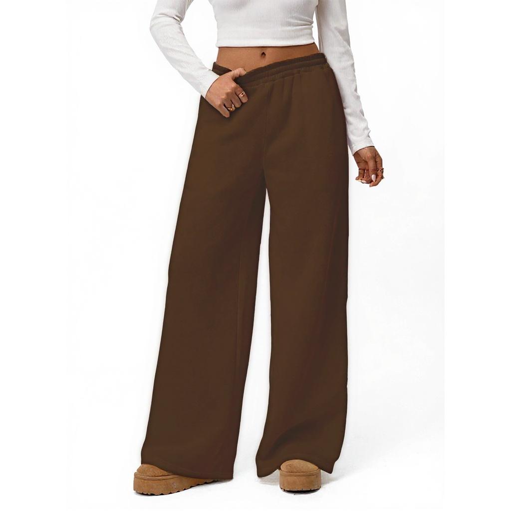 Ladies' Loose Comfortable Casual Fashionable Wide Leg Pants Solid Color And Plush High Waisted Pants