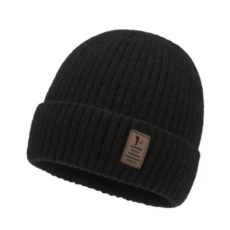 Hat Winter Cold Proof Knitted Hat Plus Velvet Thickened Warm Men's Wool Hat Cotton Hat Winter Riding Wind Proof Cold Hat