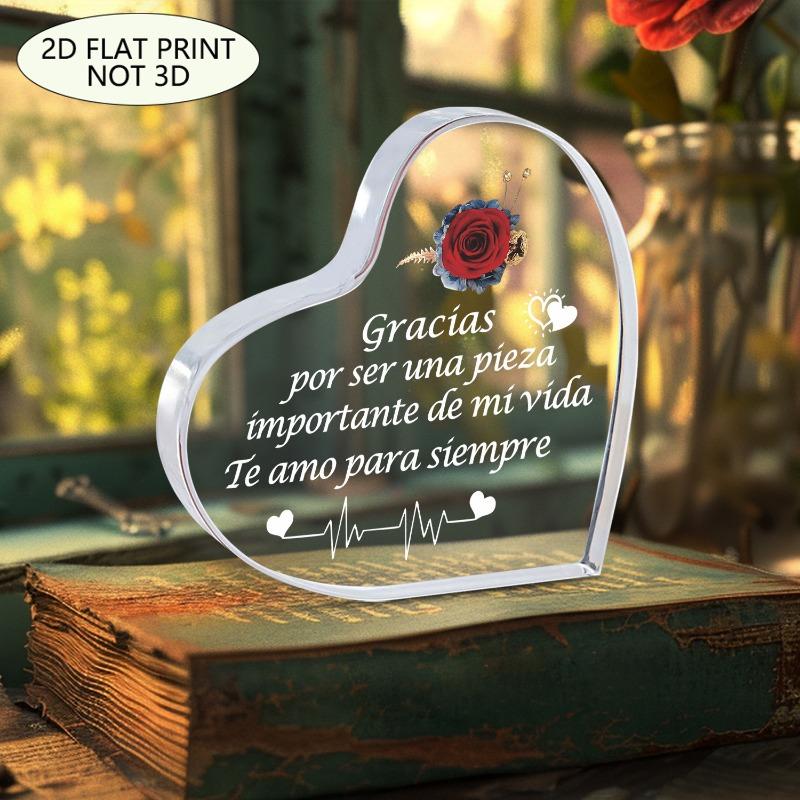 2D Flat "Te Amo Por Siempre" Acrylic Heart Decorations Plaque, Romantic Gift, Suitable for Wall Decoration, Porch, Room, Villa, Accents Home, Hallway,