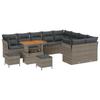Ensemble de canapé de jardin de 12 pièces avec coussins gris poly rattan, Ensemble de salle à manger de jardin de 3 pièces 3363478