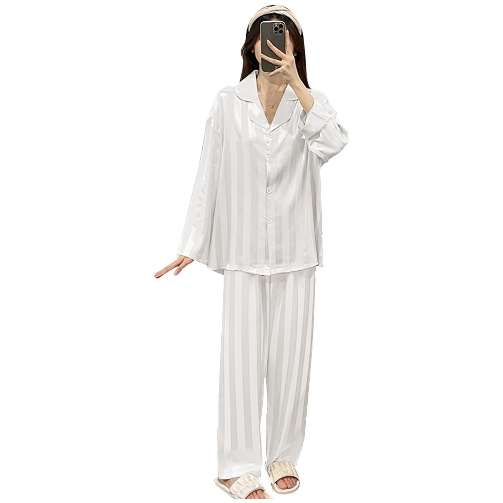 

and Sleepwear Top and Plus Sizes Stylish [7-livehouse] Women s Pajamas, Loungewear, Set, Pants, 2-Piece Set, Cute, Open-Front, Loungewear, Nightwear, белый