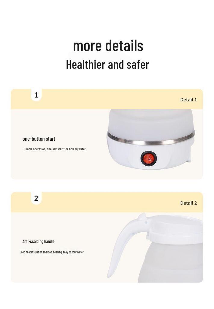 Portable Folding Silicone Electric Kettle - Compact Travel Water Boiler for Dorms & Hotels