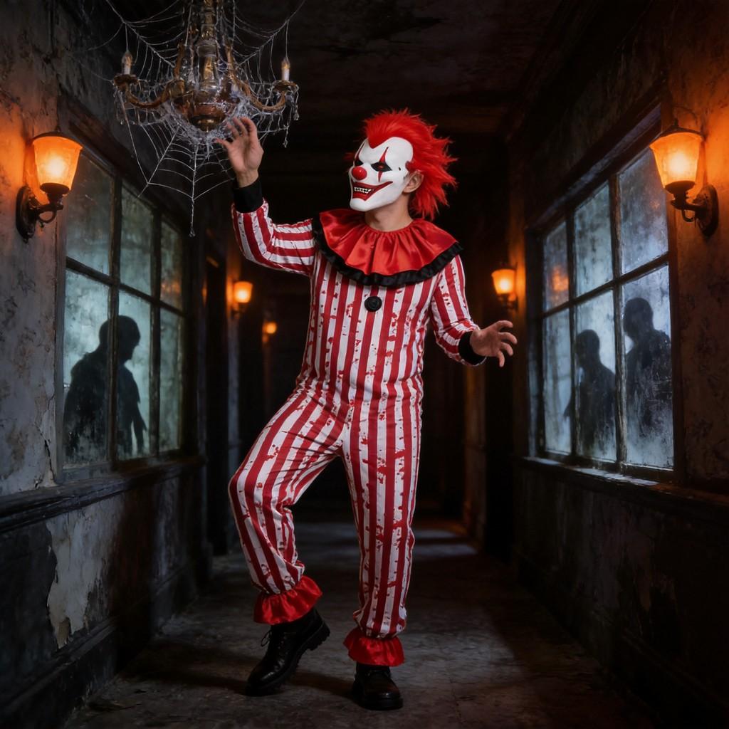 Horror Clown Outfit With Satin Material For Stage Show And Cosplay Events