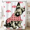 Vibrant Umbrella Print Dog Shower Curtain Perfect for Bathroom Decorations Red Plaid Shirt Cute Scottish Terrier Home Decoration