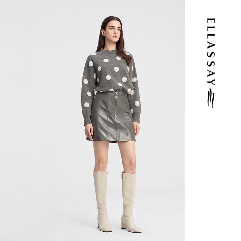 ELLASSAY Autumn/Winter Invisible Pleated Leather Half Skirt EWE343X00300 M