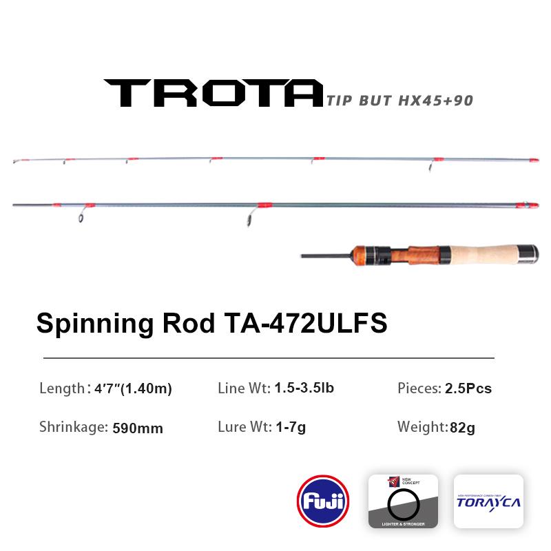 PURELURE TROTA Baitcasting BFS Finesse System UL Spinning Casting Fishing Rod Carbon Fiber 3 Pieces 1.40-1.53m 1-7g Trout Rod