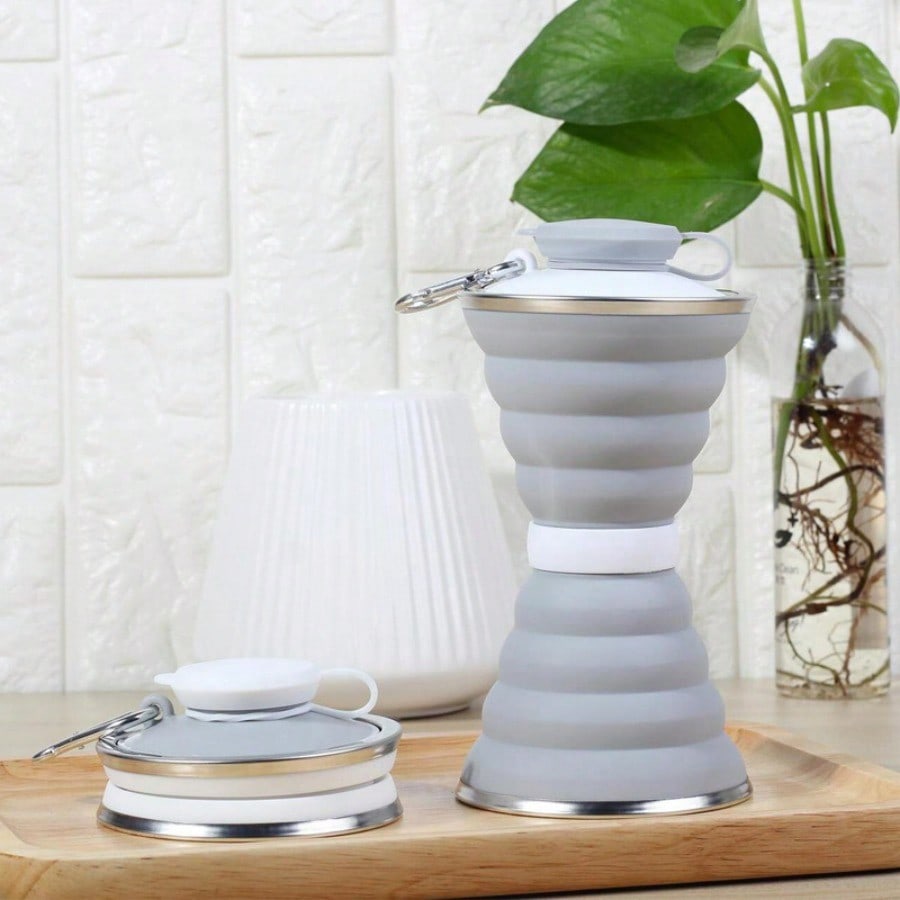 Silicone folding water bottle Outdoor foldable water cup High temperature resistant easy storage kettle Convenient sports water bottle