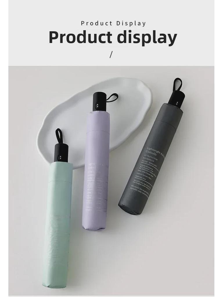 108cm Ultra-Light Automatic Umbrella - Dual-Purpose, Black Glue, Anti-UV, UPF50+, for Sun and Rain, Compact Design.