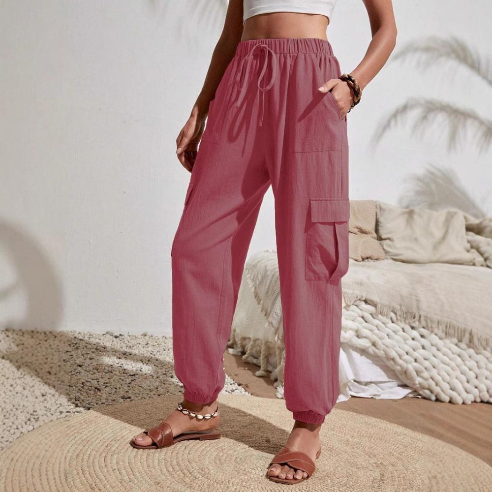 Women Solid Color Women Pants Pocket Women's Pants Spring Summer Collection Pocket Workwear Womens Pants