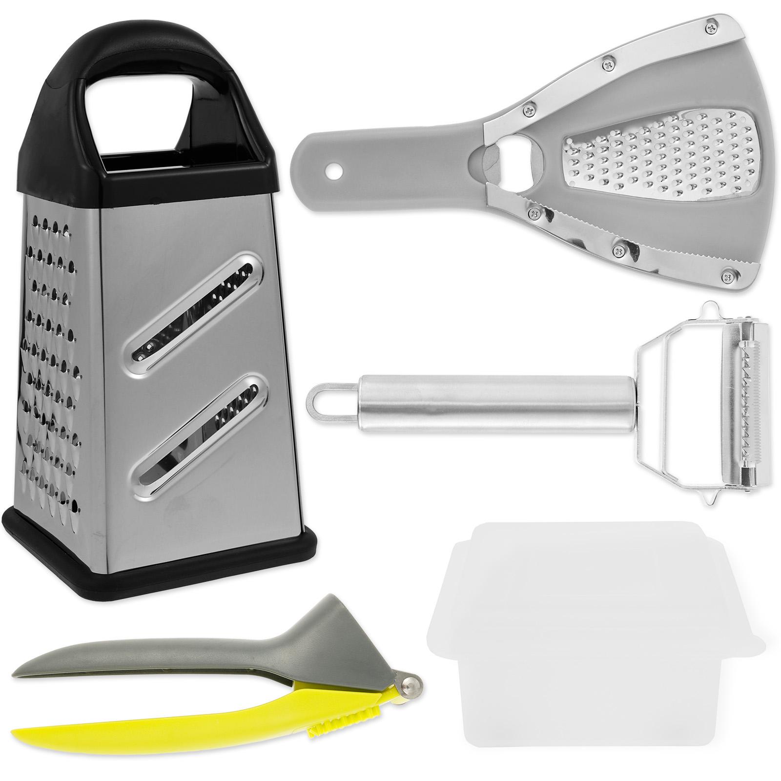 

4 Pcs Cheese Grater Stainless Steel Four Sided Vegetable Shredder Labor Saving Garlic Crusher Efficient for Kitchen Accessories