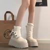 Winter Platform Thick Sole Women Snow Boots Height Increase Punk Style Women's Shoes Female Slip On Warm Cotton Short Booties