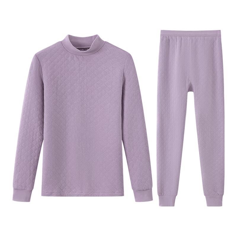 

Ersun Women s 100% Cotton 3-Layer Mock Neck Thermal Underwear Set L (Recommended 100-120 jin)