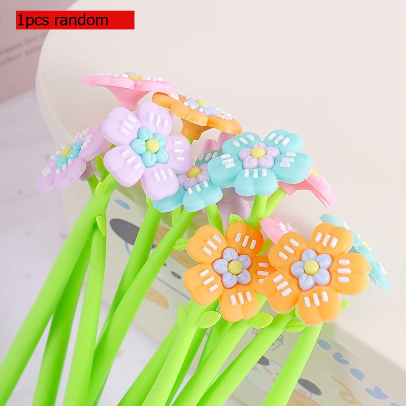 Gift Line Flower Shaker Gel Pen Black Signature Cartoon Creative Student Water Kawai Stationery Wholesale Office School Supplies