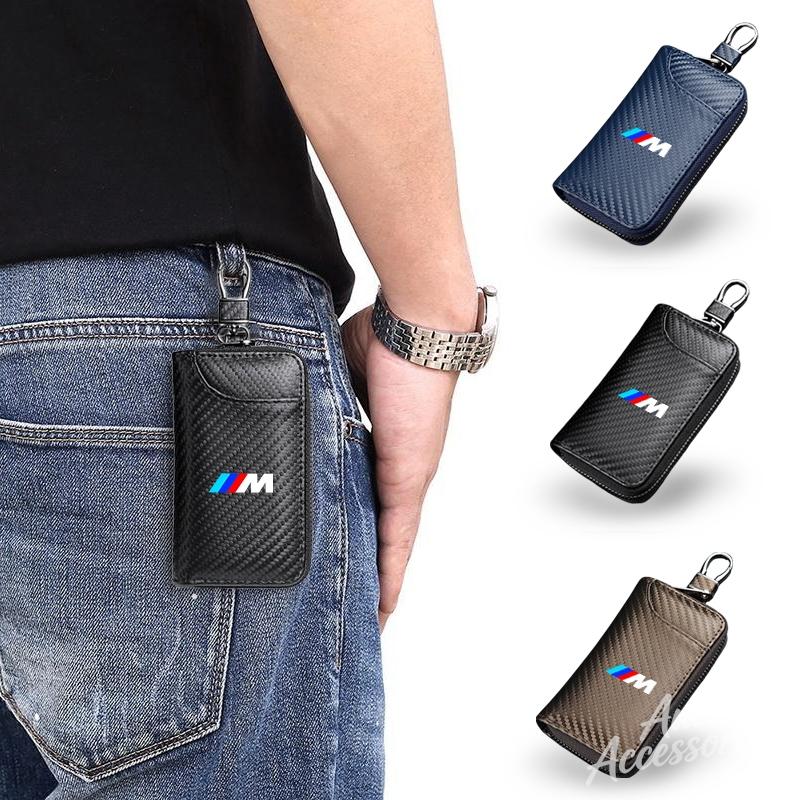 Carbon Fiber Car Wallet Key Case Zipper Wallet Holder Multifunction Accessories For BMW F20 F30 F40 F15 F25 F26 F31 F49 M3 M5 X3 ysdn68