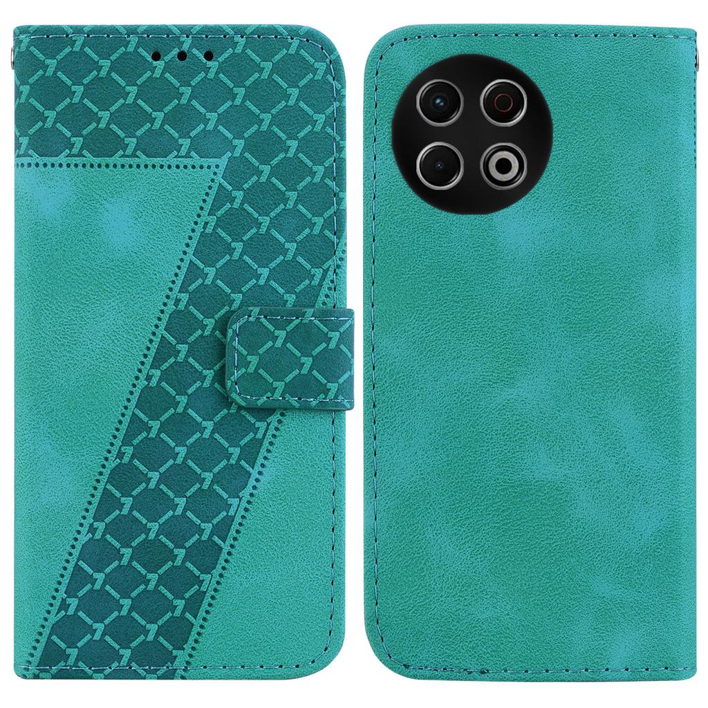 Dla TECNO Spark 30 Pro 4G Etui z podstawką Wzór 7-kształtny Wytłaczane Skórzane Etui na telefon ze smyczą