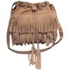 Simple Retro Fringed Drawstring Bucket Fringed Bag Shoulder Messenger Women'S Bag Simple And Fashionable