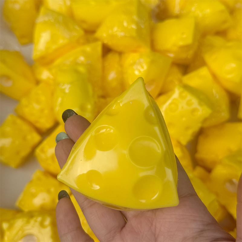 Crunchy Squishy Cheese Stress Ball Crispy Sound Squeeze Toy Round Blocks Filled Fidget Toy Asmr Sensory Stress Relief Toy Gifts